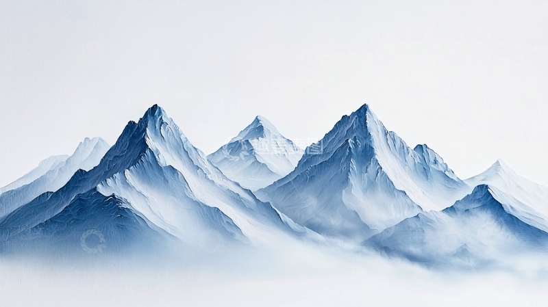 高清大图下载【趣麦麦图】水墨蓝调山峰