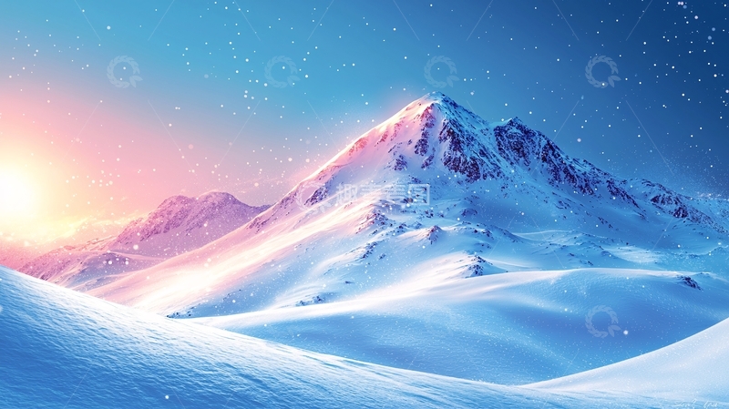 高清大图下载【趣麦麦图】梦幻雪山日出