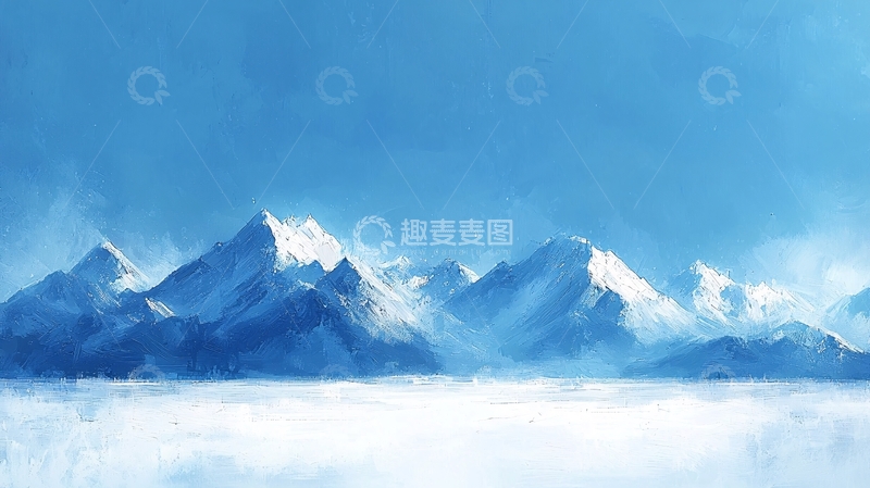 高清大图下载【趣麦麦图】蓝天白雪山峰连绵