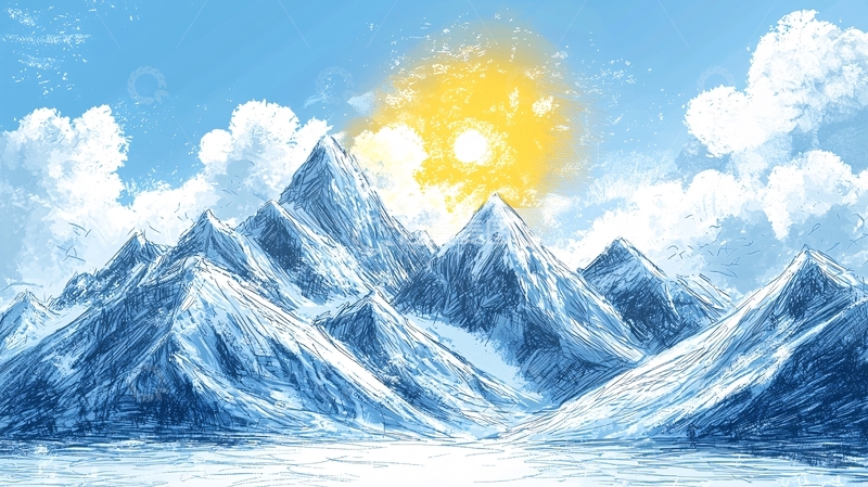 高清大图下载【趣麦麦图】阳光下的雪山