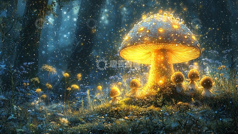 高清大图下载【趣麦麦图】发光蘑菇