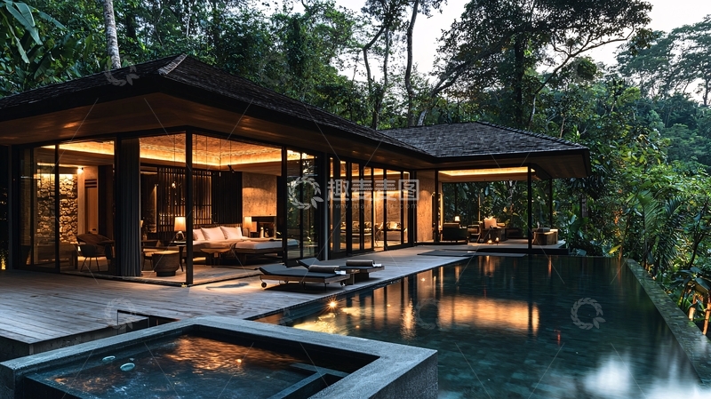 高清大图下载【趣麦麦图】现代风格别墅泳池