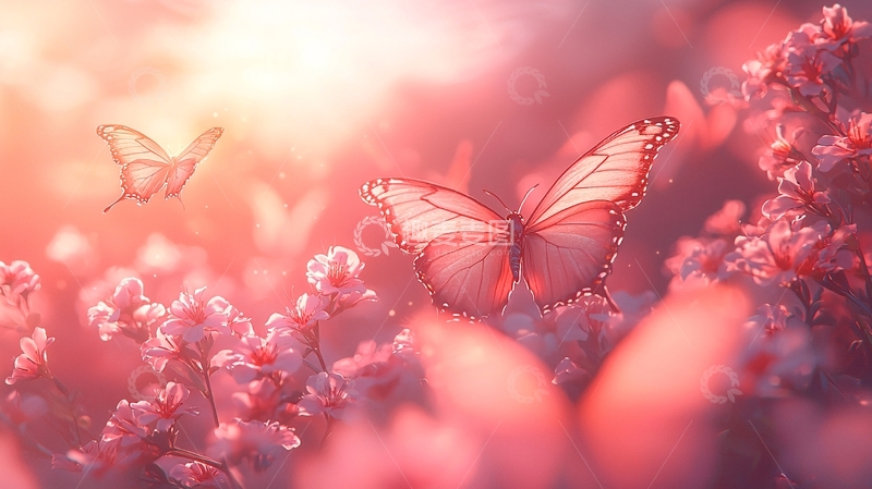高清大图下载【趣麦麦图】粉色蝴蝶花海