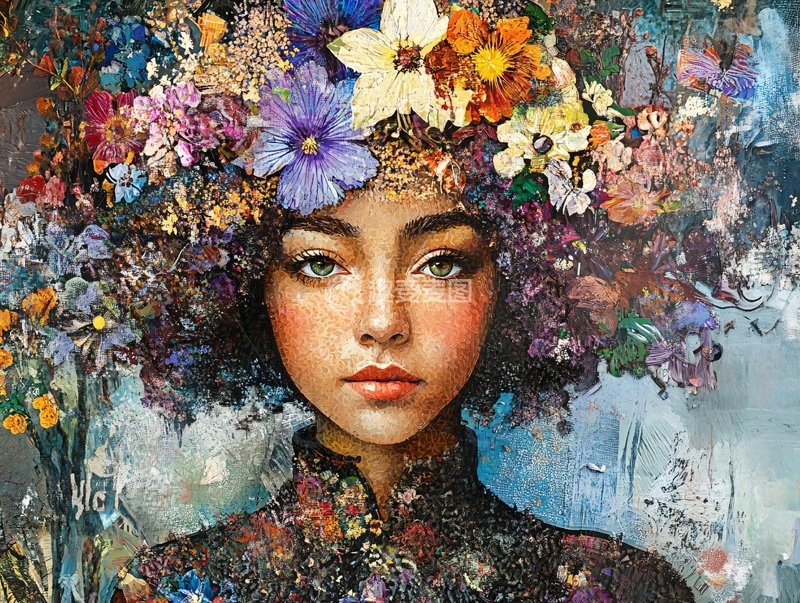 高清大图下载【趣麦麦图】花环少女