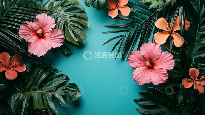 高清大图下载【趣麦麦图】热带植物花卉背景图