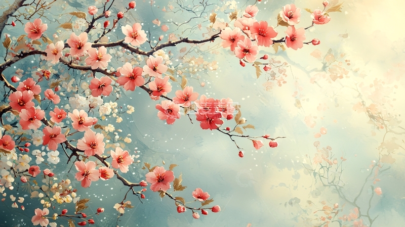 高清大图下载【趣麦麦图】水墨桃花