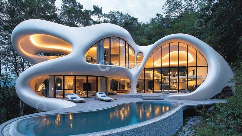 高清大图下载【趣麦麦图】流线型现代别墅