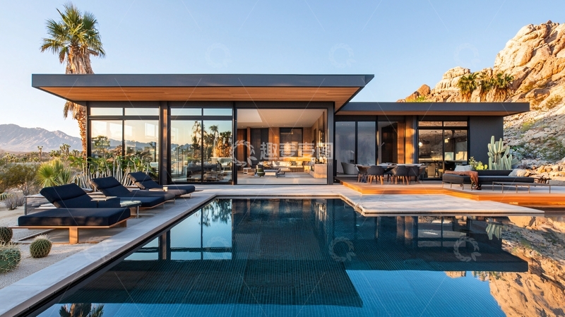 高清大图下载【趣麦麦图】现代简约别墅泳池