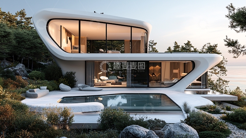 高清大图下载【趣麦麦图】现代风格海景别墅