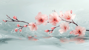 轻柔粉色樱花枝条