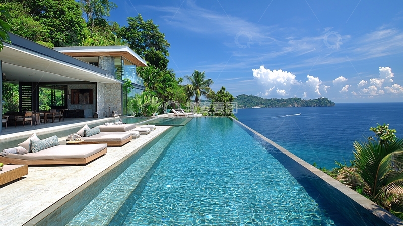 高清大图下载【趣麦麦图】海景别墅无边泳池