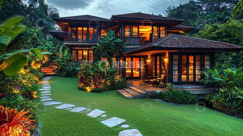 高清大图下载【趣麦麦图】豪华别墅夜景