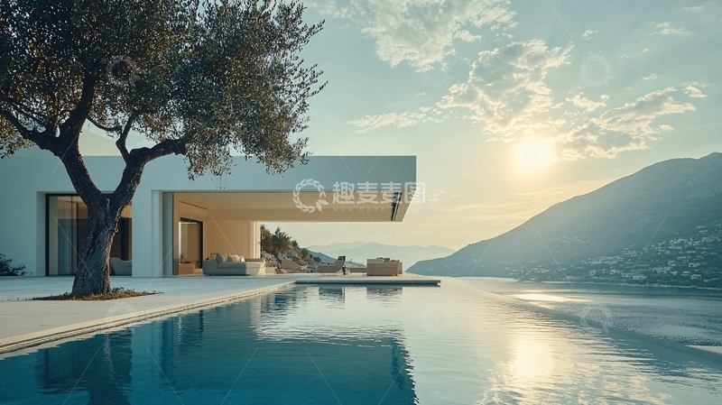高清大图下载【趣麦麦图】现代简约湖景别墅