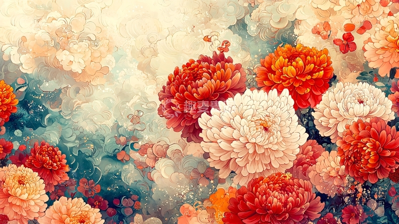 高清大图下载【趣麦麦图】水彩花卉背景图