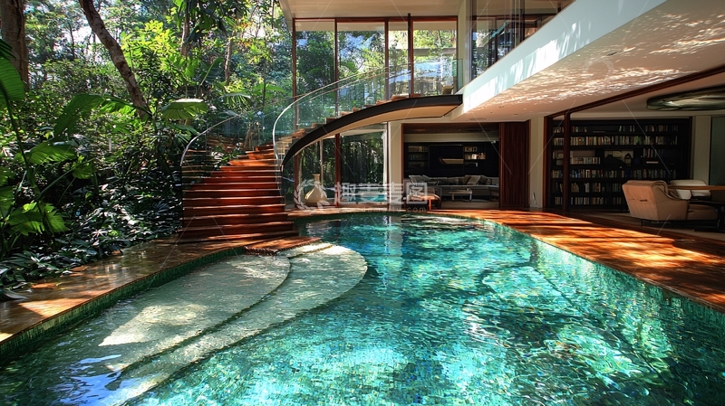 高清大图下载【趣麦麦图】现代风格别墅泳池