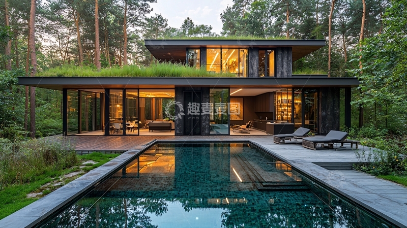 高清大图下载【趣麦麦图】森林别墅