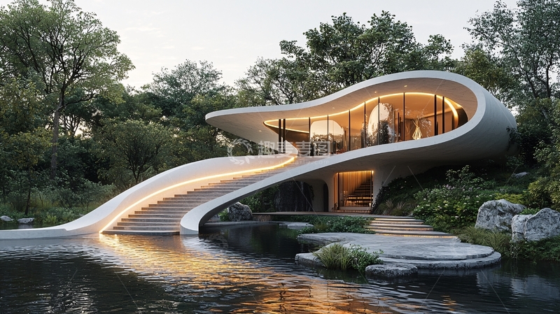 高清大图下载【趣麦麦图】流线型现代别墅