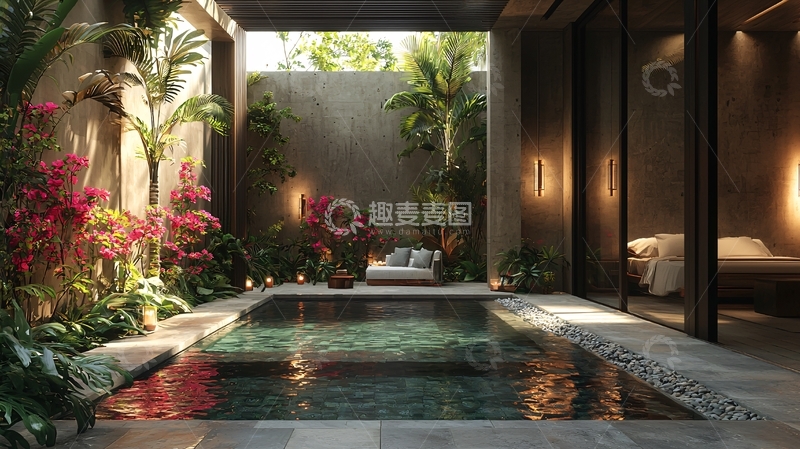 高清大图下载【趣麦麦图】现代风格庭院泳池