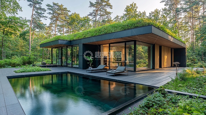 高清大图下载【趣麦麦图】现代森林别墅