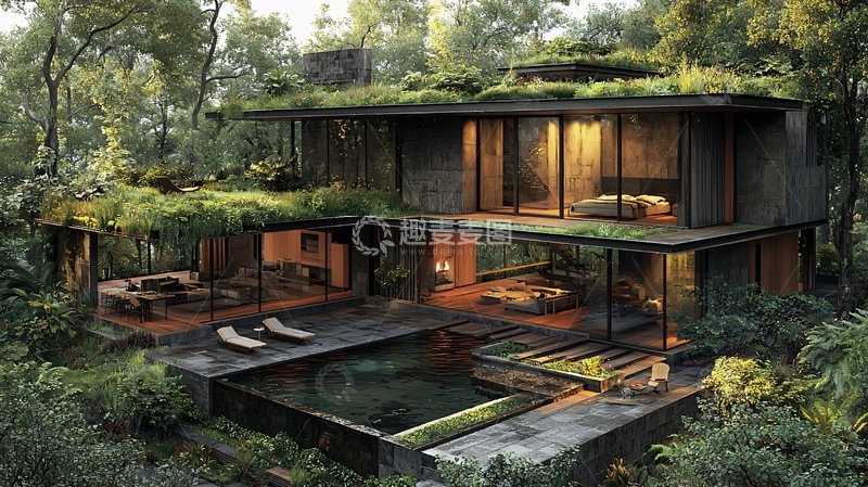 高清大图下载【趣麦麦图】森林别墅