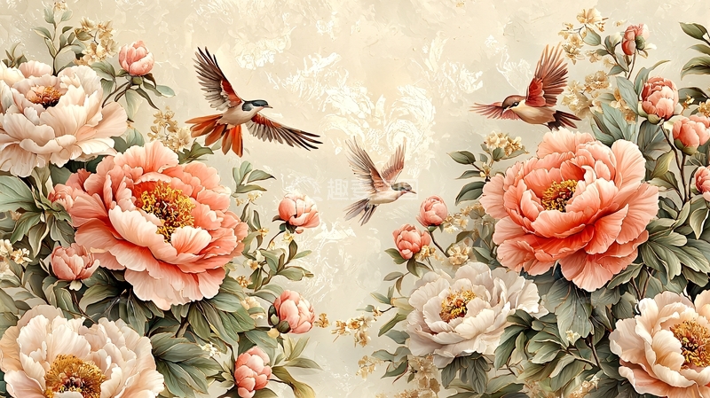 高清大图下载【趣麦麦图】复古花鸟壁纸