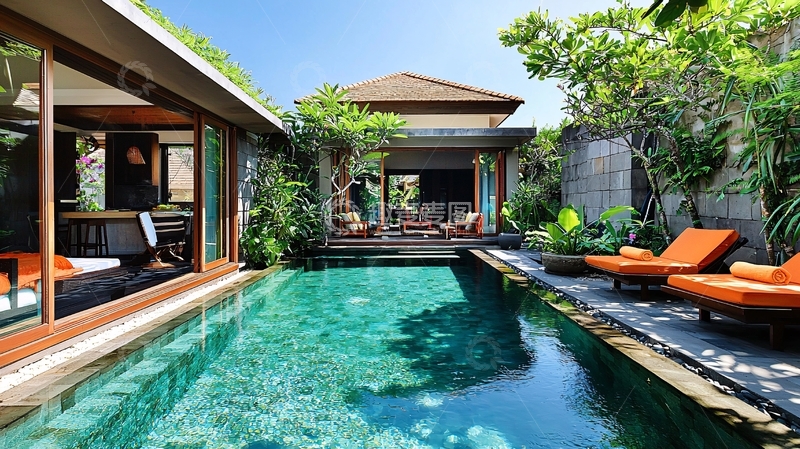 高清大图下载【趣麦麦图】私家泳池别墅度假