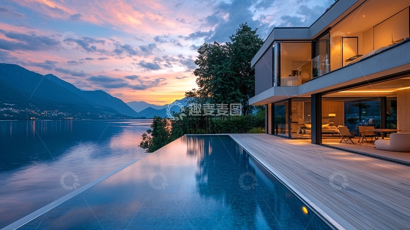 高清大图下载【趣麦麦图】湖景别墅