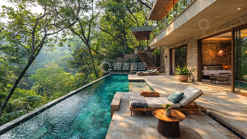 高清大图下载【趣麦麦图】丛林泳池别墅