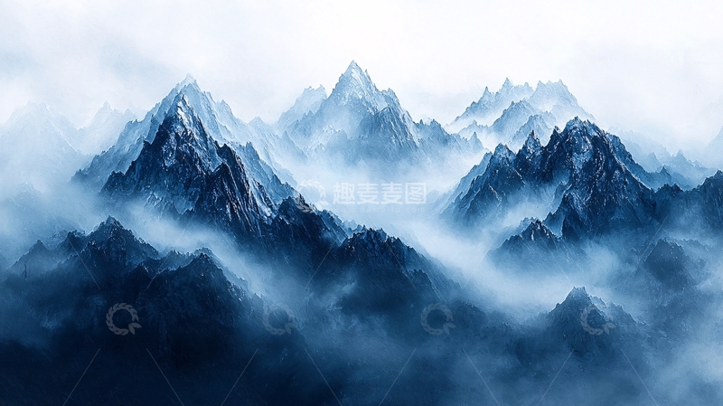 高清大图下载【趣麦麦图】雾气缭绕的群山