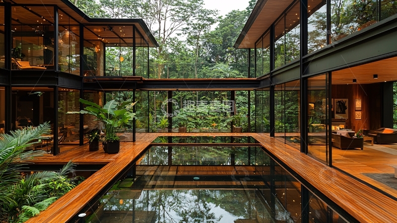 高清大图下载【趣麦麦图】现代玻璃幕墙别墅