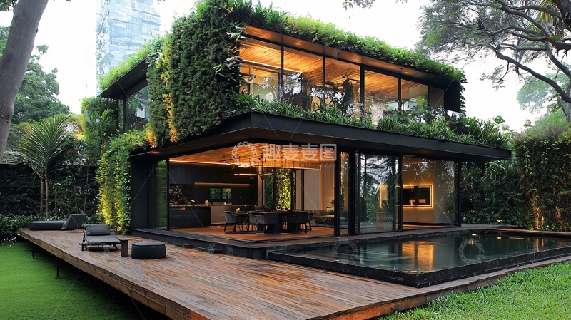 高清大图下载【趣麦麦图】绿植墙现代别墅