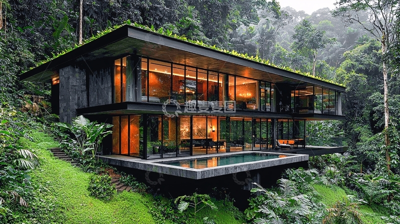 高清大图下载【趣麦麦图】热带雨林现代别墅