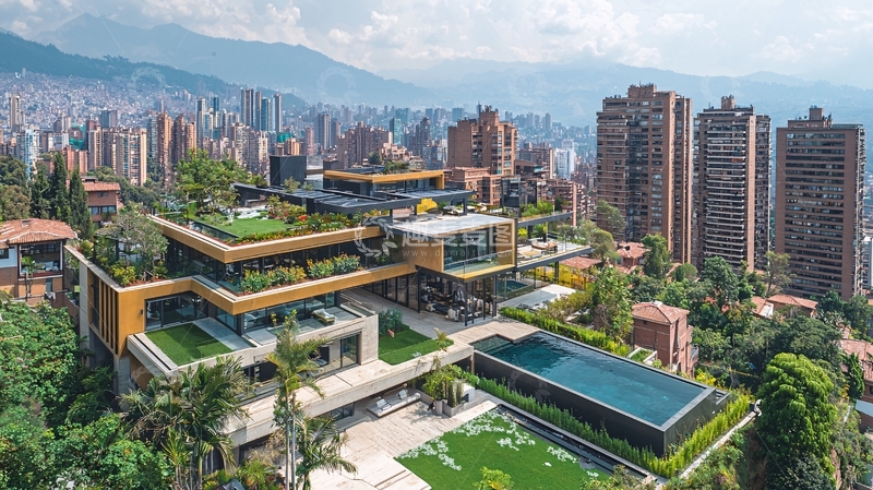 高清大图下载【趣麦麦图】山顶豪宅俯瞰城市景观