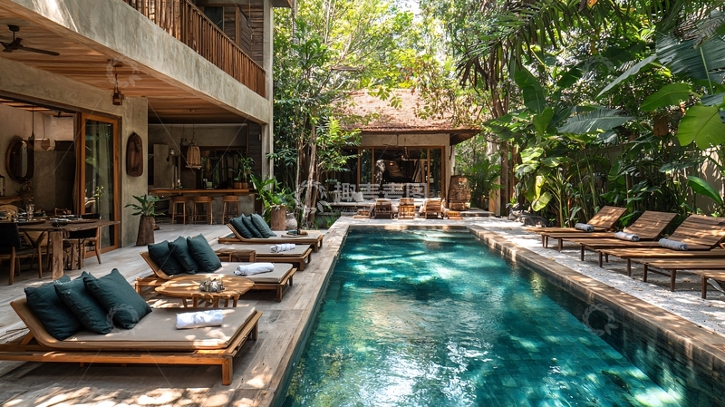 高清大图下载【趣麦麦图】热带度假酒店泳池