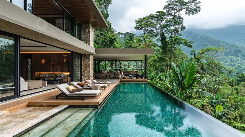 高清大图下载【趣麦麦图】山林别墅泳池