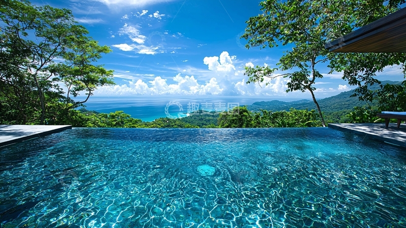 高清大图下载【趣麦麦图】山顶无边泳池