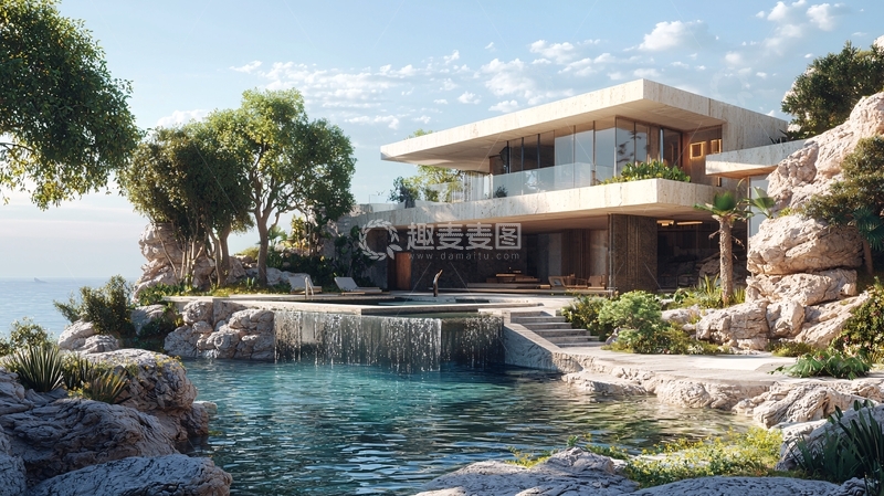 高清大图下载【趣麦麦图】现代海景别墅18