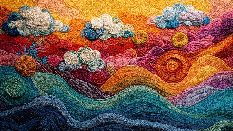 高清大图下载【趣麦麦图】彩色羊毛毡风景画