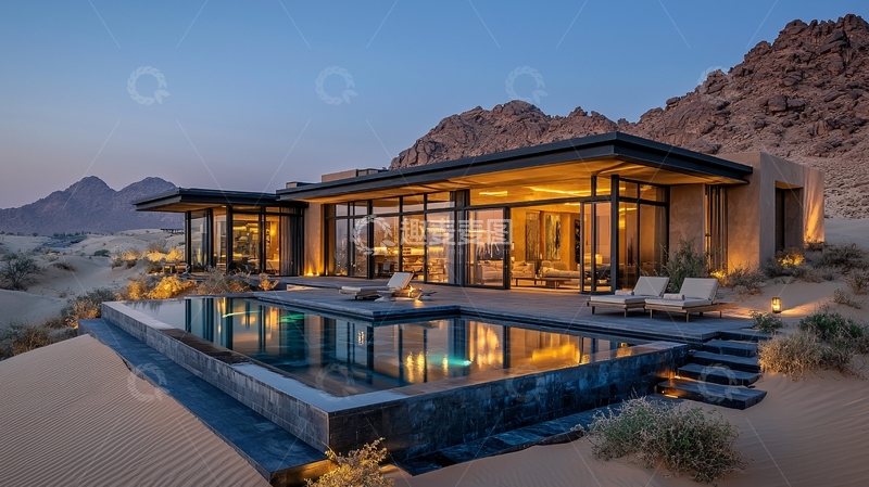 高清大图下载【趣麦麦图】沙漠度假别墅