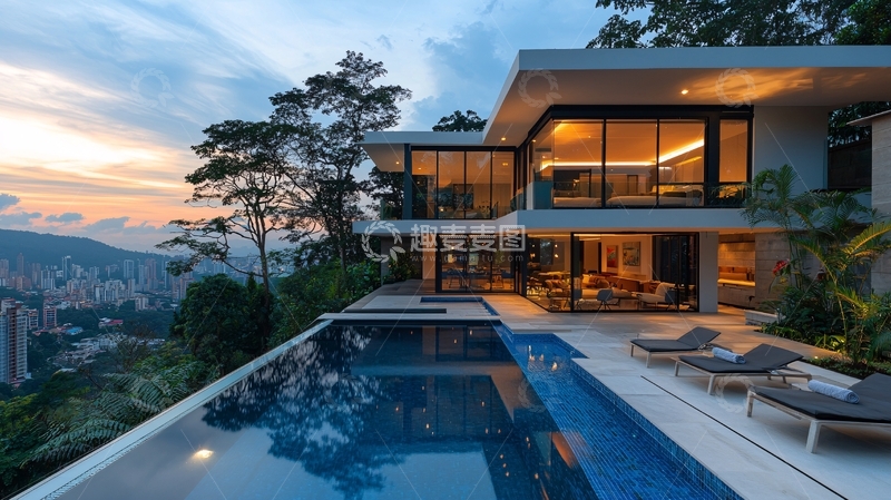高清大图下载【趣麦麦图】山顶别墅夜景