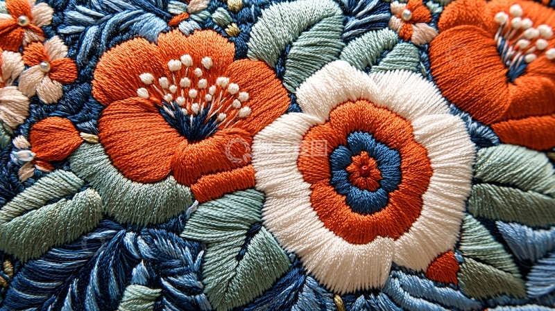 高清大图下载【趣麦麦图】精美刺绣花卉图案