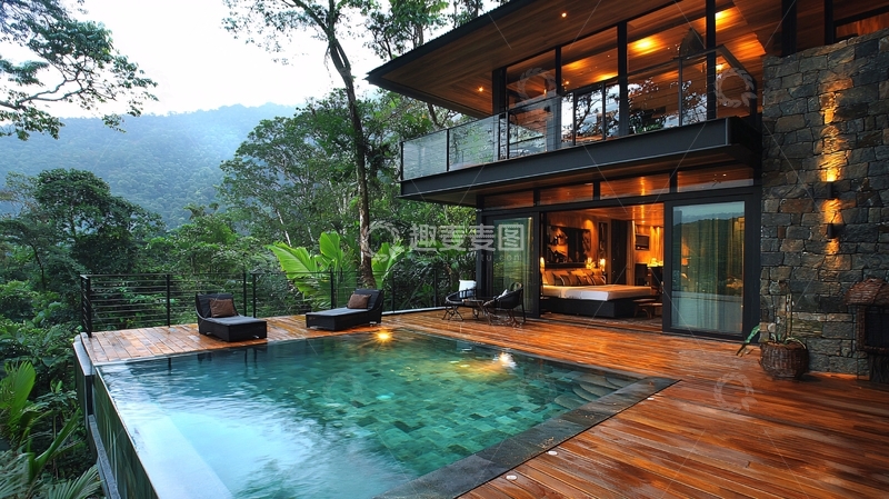 高清大图下载【趣麦麦图】山林别墅泳池景观