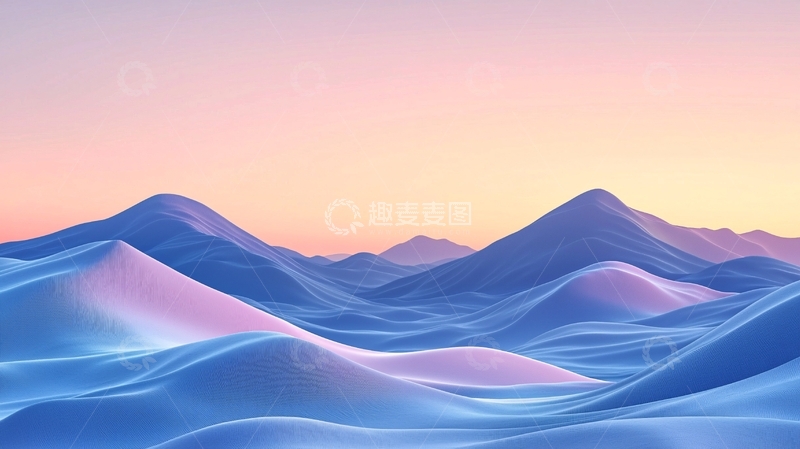 高清大图下载【趣麦麦图】梦幻般蓝色山脉日出