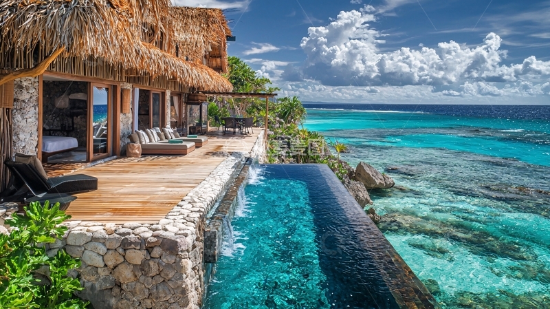 高清大图下载【趣麦麦图】海边别墅无边泳池