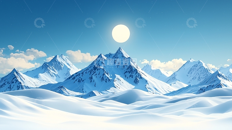 高清大图下载【趣麦麦图】雪山日出94