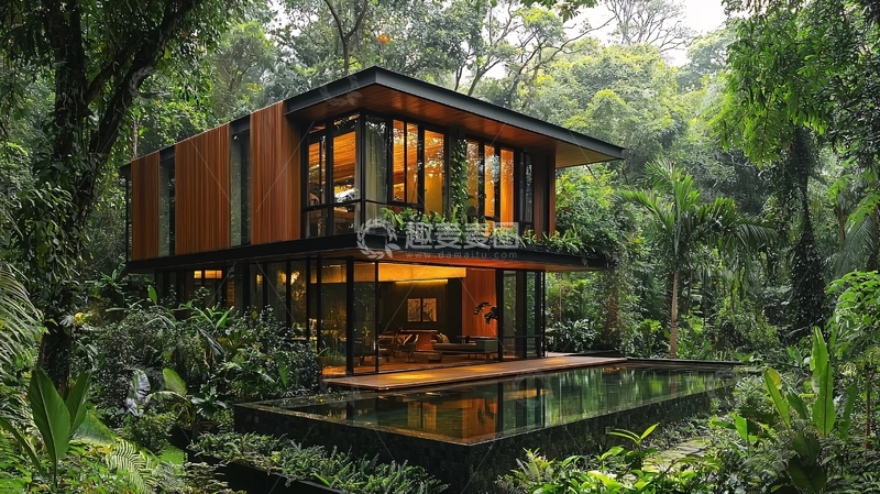 高清大图下载【趣麦麦图】森林中的现代住宅