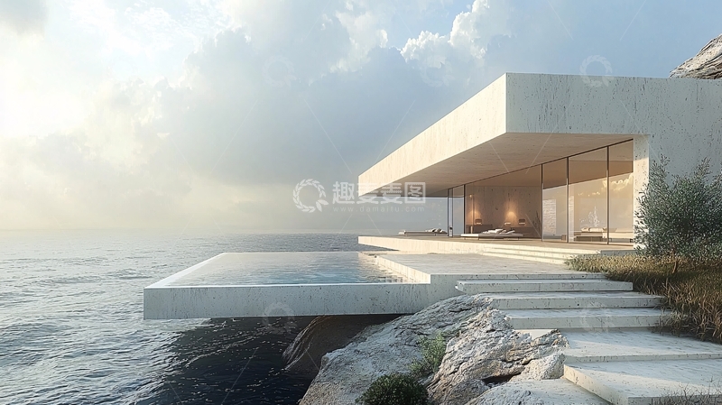 高清大图下载【趣麦麦图】海边现代简约别墅