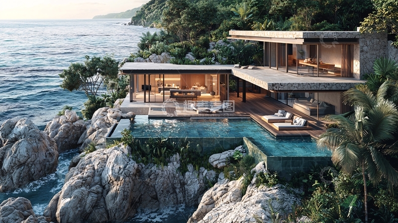 高清大图下载【趣麦麦图】海边悬崖别墅