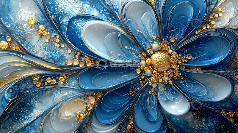 高清大图下载【趣麦麦图】蓝色贝壳花朵