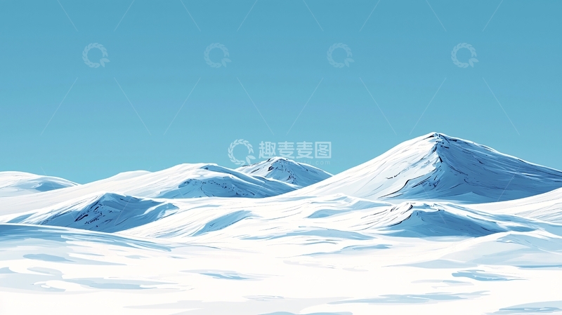 高清大图下载【趣麦麦图】极简风格雪山风景